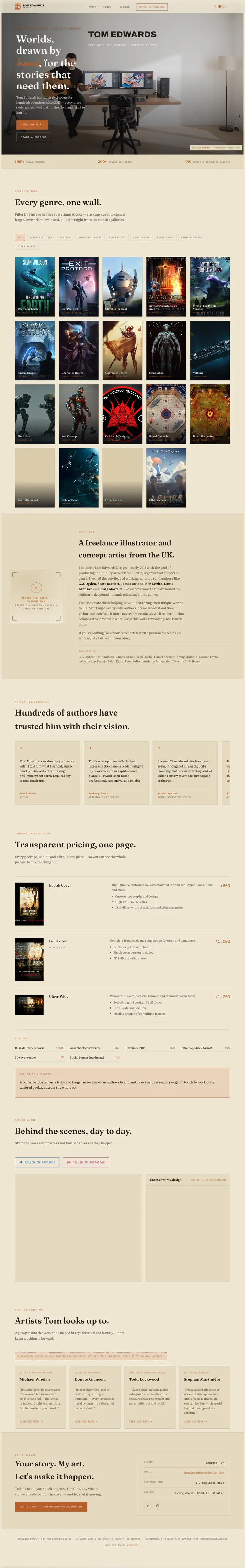 Scrolling preview of the Tom Edwards Design website